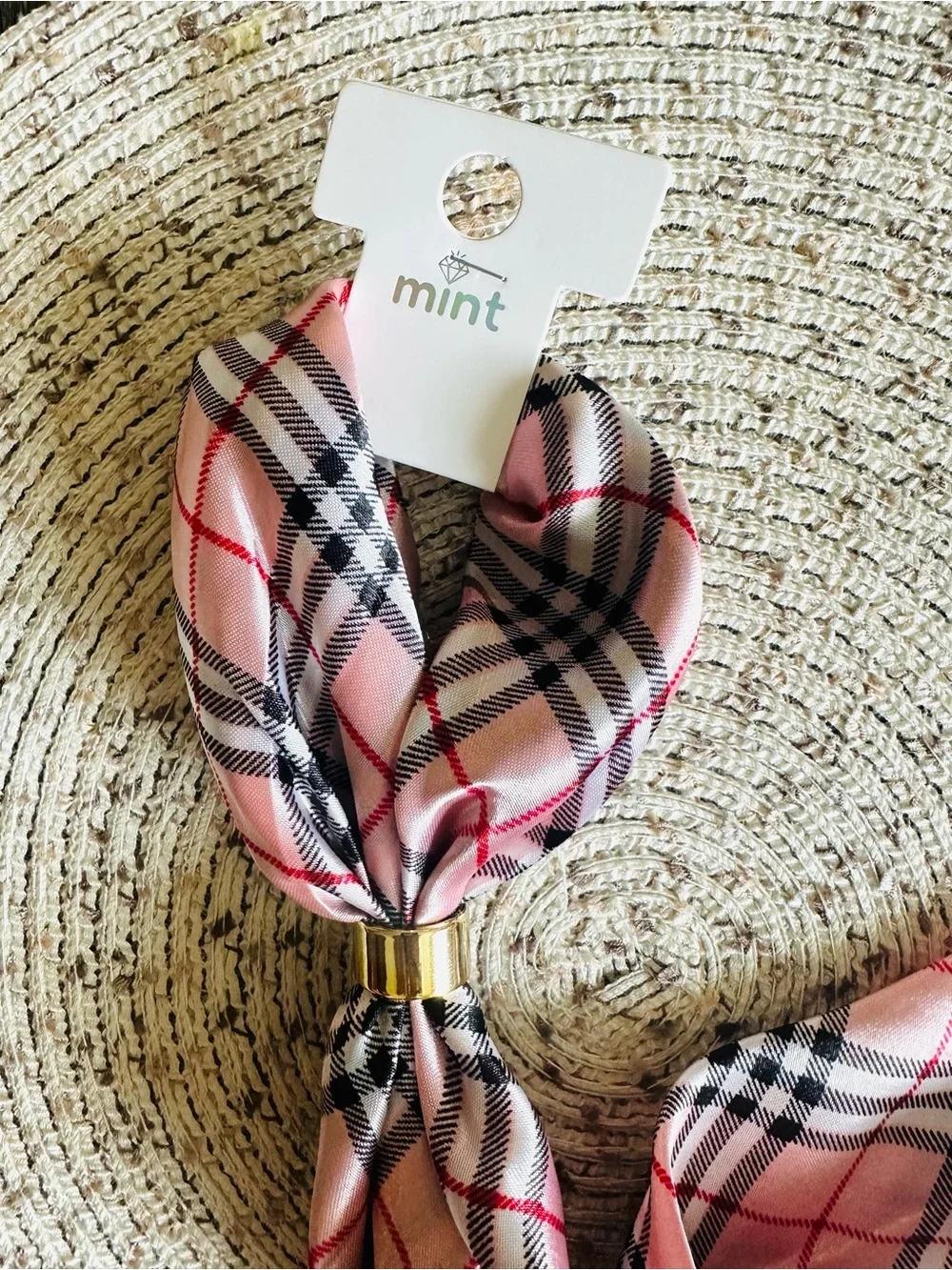 Mint pink plaid